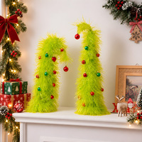 Nouvel Arbre de Noël de Table Télescopique Pliable en Guirlande Verte 70cm, Décoration de Noël en Plastique pour Fête, Maison, Bureau