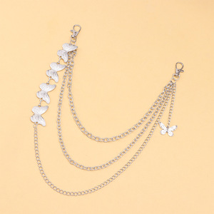 โซ่คาดเอวรูปผีเสื้อ หลายชั้น โลหะ สไตล์พังก์ แฟชั่นสำหรับทุกเพศ โซ่ประดับร่างกาย ใส่ได้ทุกวัน สีเงินทิเบต ขาว K - Product Image 1