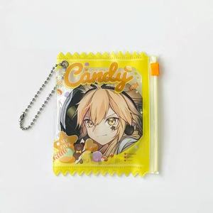 Bolsa de PVC resellable estilo caramelo, estuche protector para botones/pins, bolsa para artículos de personajes con cadena colgante - Product Image 5