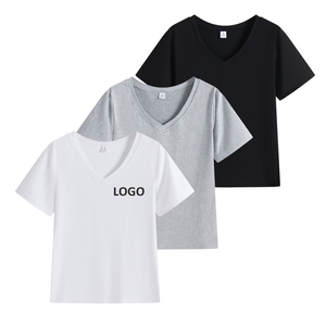 Garphic T-<span class=keywords><strong>shirt</strong></span> personnalisé pour femmes coupe régulière 200gsm Modal Casual Fashion Tops T-<span class=keywords><strong>shirt</strong></span> à manches courtes et <span class=keywords><strong>col</strong></span> en <span class=keywords><strong>V</strong></span> - Product Image 1