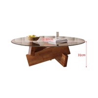 Table basse ronde extensible moderne en verre noir pour salon