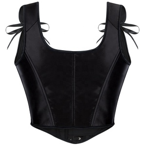 Disponible hasta la talla 2XL, Corsé Gótico Negro Satinado con Tirantes, Soporte para el Busto, Efecto Push-Up y Ajuste Delgado, Estilo Dulce y Moderno, Ideal como Prenda Exterior - Product Image 4