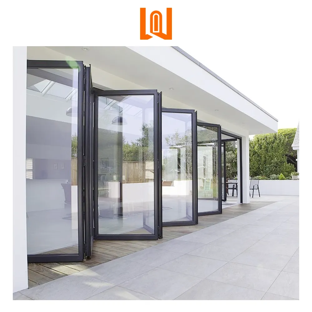 Customized waterproof aluminum folding doors tempered glass bifold patio door