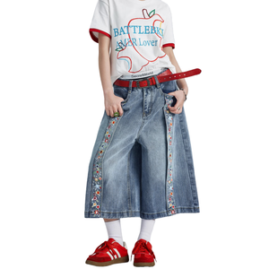 Shorts en <span class=keywords><strong>jean</strong></span> tendance pour femmes, longueur 7/10, taille haute, skinny, extensible, <span class=keywords><strong>bermuda</strong></span>, cargo, imprimé gothique, streetwear - Product Image 4