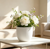 Pot de fleurs en plastique classique, moderne, minimaliste, simple, écologique, durable, à rayures verticales, pour la maison, vente en gros