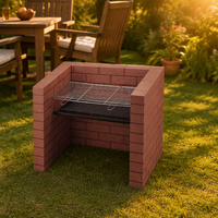 Brasero moderne en métal en forme de U avec grille de cuisson 67x36,5 cm, barbecue au charbon de bois pour l'extérieur, idéal pour mobilier de jardin, terrasse et patio