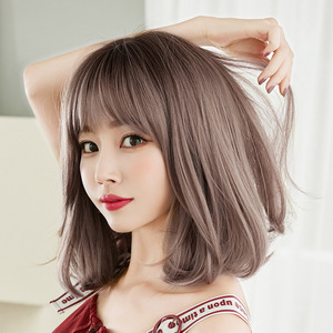 <span class=keywords><strong>Cheveux</strong></span> courts fleur de poirier tête épaule longueur perruque de <span class=keywords><strong>cheveux</strong></span> synthétiques naturellement moelleux clavicule bouclée boucle intérieure pour les femmes - Product Image 2