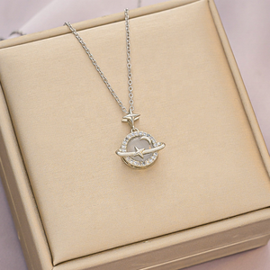 Collier en pierre œil de chat <span class=keywords><strong>planète</strong></span> personnalisé avec zircon bijoux en acier inoxydable pendentif romantique rêveur - Product Image 2