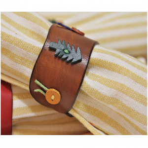 แหวนผ้าเช็ดปากหนังฟอกทำด้วยมือทำจากผักทั้งหมดหรูหราไม่ซ้ำใครพร้อมเครื่องประดับหนังที่ตัดเย็บด้วยมือสำหรับงานปาร์ตี้ - Product Image 1