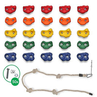 Kit de supports d'escalade de 25 pièces avec poignées et matériel de montage, corde nouée