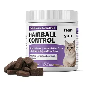 Hanyun OEM Natural Hairball Control Chews For Cats Nutrition Supplements For Cats Hairball Remedy Aid With Omega 3 6 Fatty Acids