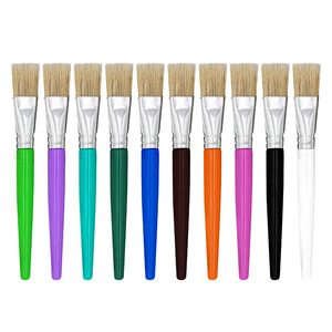 Xin Bowen spazzola di vendita calda 10 pz manico in plastica di colore setole testa piatta artista pennello pittura a olio <span class=keywords><strong>per</strong></span> bambini - Product Image 1