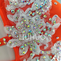 LIUHUO Pole Dance Luxury Flash Drill Competition Performance Orange Lyrical Dance Dress Customize