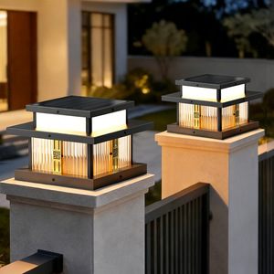 Lampe solaire d'extérieur Nightsappan, style chinois moderne, lumière chaude, étanche, pour villa, cour, poteaux de portail, jardin - Product Image 4