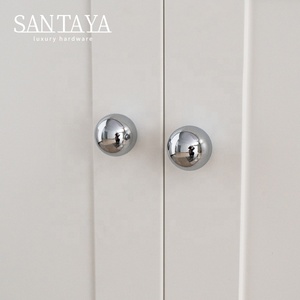 Santaya <strong>Brass</strong> Knob Round Ball Modern Minimalist Chrome Silver <strong>Drawer</strong> Knobs Kitchen Cabinet Handle Solid Single Hole <strong>Pull</strong> - Product Image 6