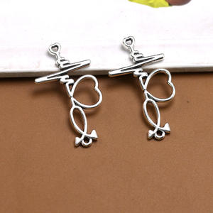 Новый дизайн, подвеска «сделай сам» из сплава, стетоскоп, сердце, электрокардиограмма для браслета, ожерелье, изготовление ювелирных изделий для врача/медсестры - Product Image 6