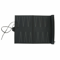 Set Backgammon Lipat Hitam Ramah Lingkungan Tahan Lama Kulit PU Gulung Permainan Keluarga Luar Ruangan Permainan Papan Portabel Perjalanan Kustom
