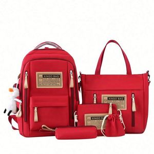 Wholesale Girls Geometric Zipper School <b>Backpack</b> with USB 20-36L Large Capacity Canvas for High School & Primary Students - Product Image 5
