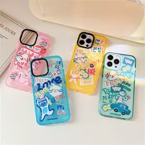 Wholesale Customized side edge Cartoon Cute animals soft transparent TPU Phone Case For iPhone 14PRO 13 Pro Max 12 Mini XSMAX