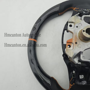 Volant de direction en cuir lisse en fibre de carbone le plus populaire avec surpiqûres orange pour Infiniti Q50 - Product Image 5