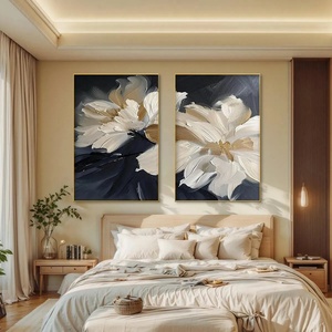 Pintura al Óleo con Patrón de Flores, Arte de Pared Pintado a Mano sobre Lienzo para Decoración de Hotel, Sala de Estar, Apartamento, Dormitorio, Habitación de Huéspedes - Product Image 6
