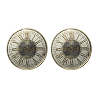 Usine personnalisée grand luxe or engrenage mobile squelette miroir impression horloge murale ronde