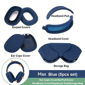 5 en 1 housse en silicone pour AirPods Max <span class=keywords><strong>casque</strong></span> oreillette tasses housse bandeau couverture pour AirPods Max protecteur de peau douce - Product Image 3