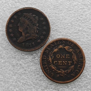 Pièces de monnaie commémoratives de style antique, 1 cent américain 1808-1814, « Buste Couronné Classique », cadeaux, décoration intérieure - Product Image 4