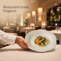 Assiette à dîner en céramique vintage de 8 pouces avec nœud en relief, bord ondulé perlé blanc, assiette à dessert et à salade en porcelaine pour la décoration de table à la maison