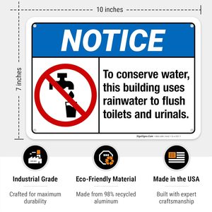 Letrero de descarga de agua de lluvia personalizado-<span class=keywords><strong>Aviso</strong></span> ANSI de 10x7 pulgadas-Letrero de construcción de conservación de agua - Product Image 2