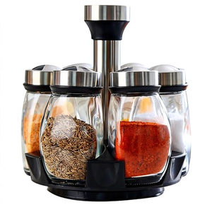 Juego de Botellas de Metal para Condimentos con Base Giratoria, Organizador de Especias para Cocina, Venta al Por Mayor - Product Image 1