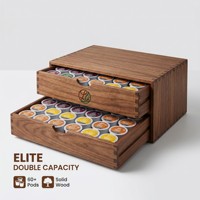 Boîte à capsules de café en bois de luxe Landy à double tiroir, grande capacité, organisateur de dosettes de café, vente en gros, fournisseur d'usine