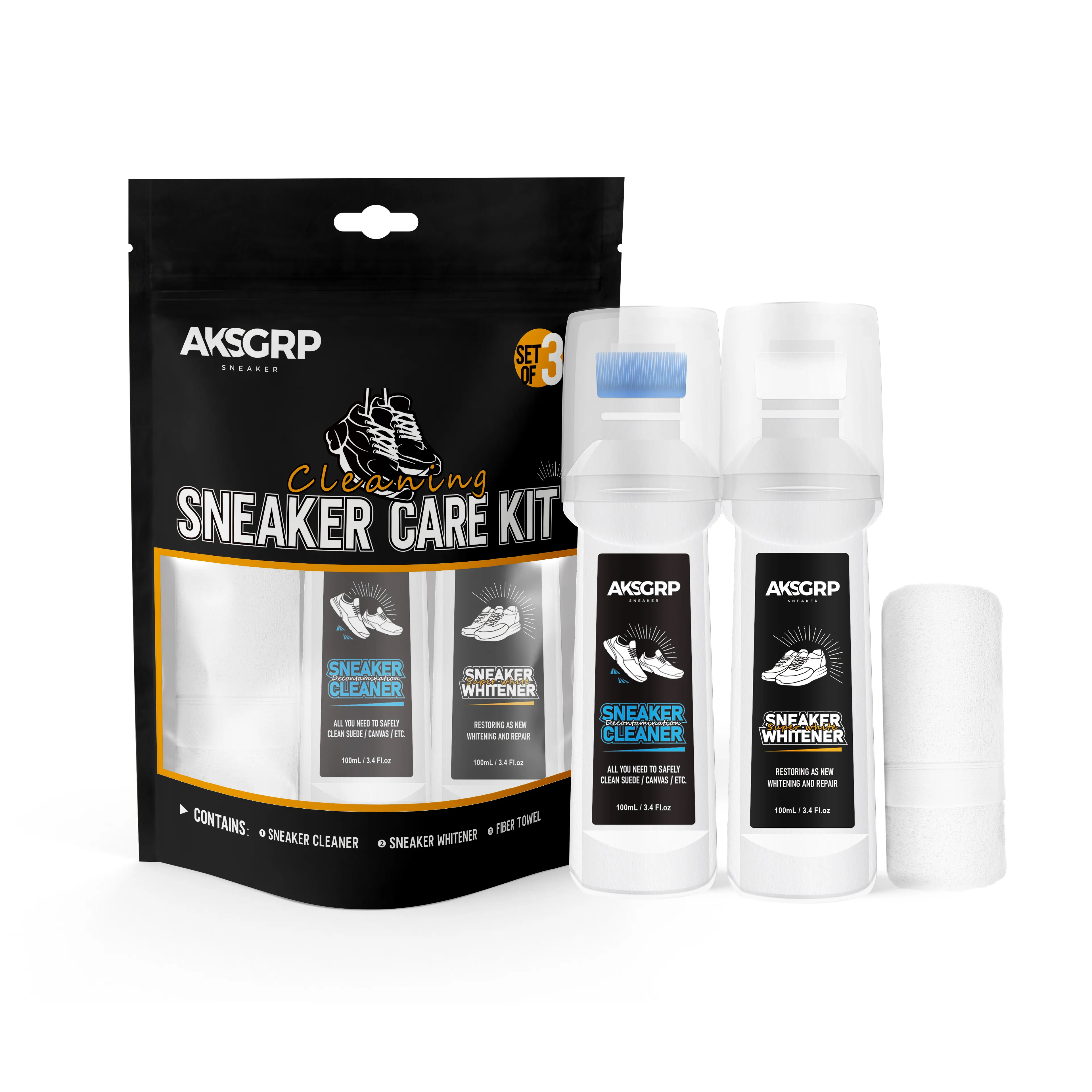 Aksgrp Custom Sneaker Schoonmaken Met Private Label Met Borstelkop Hoge Kwaliteit Sneaker Cleaner En Witter In Tas Schoenreiniger