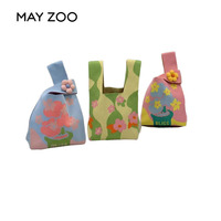 Tas Tangan Mini Rajut Jacquard Bunga Mewah Wanita MAY ZOO Original-manufacturer Customization,  Penutup Terbuka,  Fashionable, Cocok untuk Hadiah
