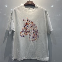T-shirts en coton 230G pour hommes, personnalisables, avec impression multicolore en relief, T-shirts personnalisés à épaules tombantes pour hommes, T-shirts personnalisés avec logo en mousse