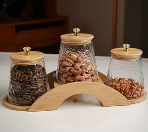 โถแก้วบอโรซิลิเกตทรงสูงพร้อมฝาปิดทำจากไม้ไผ่ธรรมชาติทนทาน - Product Image 5