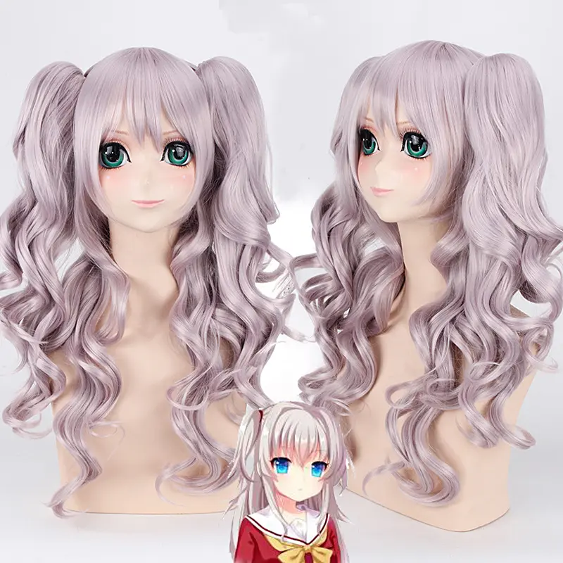 Ainizi卸売60cmダブルポニーテール合成コスプレウィッグキャラクターのTomori Nao from Charlotte