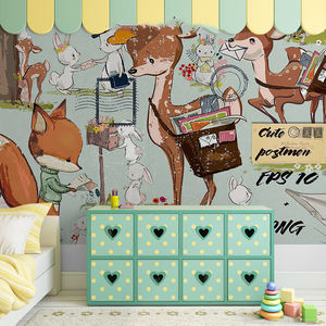 <span class=keywords><strong>Papier</strong></span> <span class=keywords><strong>peint</strong></span> mural pour chambre d'enfant, motif cerf de dessin animé, fond de mur pour chambre d'enfant, petit renard, chambre à coucher, murale mignonne - Product Image 3