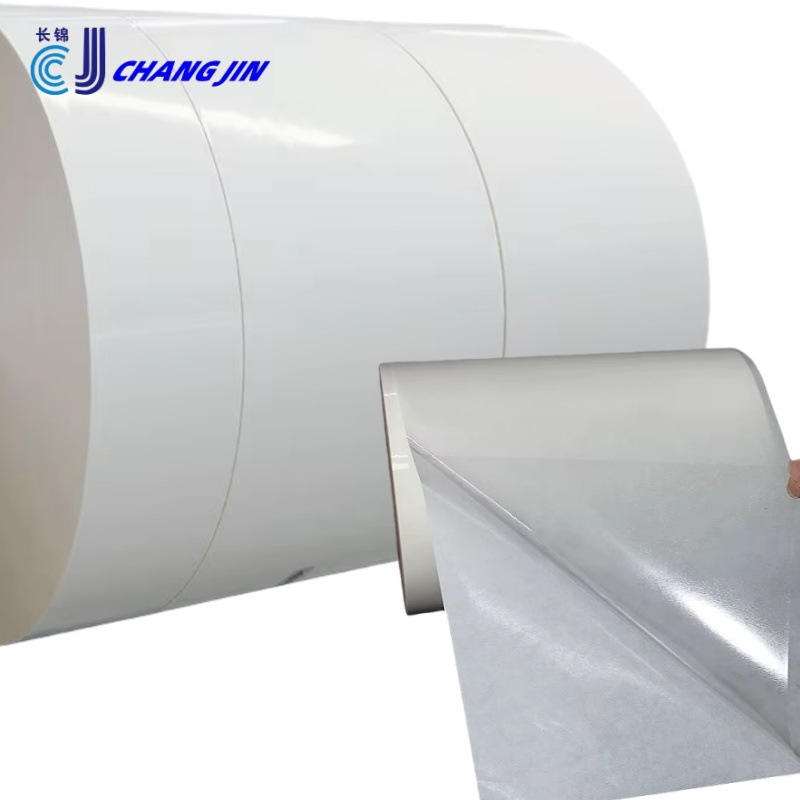 50μm Transparent BOPP PP Jumbo Roll Self-adhesive Paper Clear Label Sticker Waterproof Custom Printing Material Adhesive Film