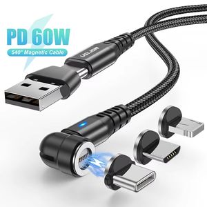 Kabel USB magnetik 540 kualitas tinggi, 2M 3A pengisian cepat bentuk L kabel lurus kompatibel hadiah promosi bisnis - Product Image 1