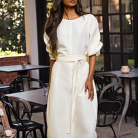 Robe décontractée mi-longue en lin pour femme nouvelle couleur unie tissée en automne Service personnalisé respirant et antistatique