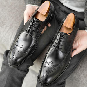 Nuevos Zapatos de Vestir Formales de Negocios Retro para Hombre, de Piel Genuina de Primera Calidad, con Punta Redonda, Cordones y Antideslizantes - Product Image 4