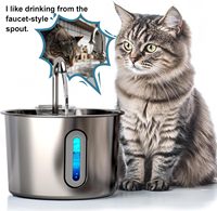 Fontaine à eau pour chat avec fenêtre transparente 2,2 L/74 oz, super silencieuse et avec filtre automatique en acier inoxydable pour animaux de compagnie