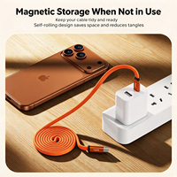 Kabel Pengisian Daya Magnetik Tipe C Kepang Pipih 240W Daya Tinggi PD Pengisian Cepat untuk Smartphone, Power Bank, Tablet