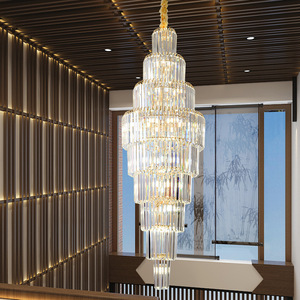 Grand lustre pour bâtiment duplex, lampe de hall en cristal, lustre pour escalier rotatif, lustre post-moderne pour salon de villa - Product Image 4