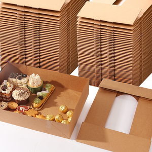 Cajas de papel Kraft cuadradas rosadas biodegradables para pasteles de pan - Product Image 5