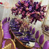 Table et chaises ovales de luxe modernes en acier inoxydable doré pour hôtel, mariage et événements