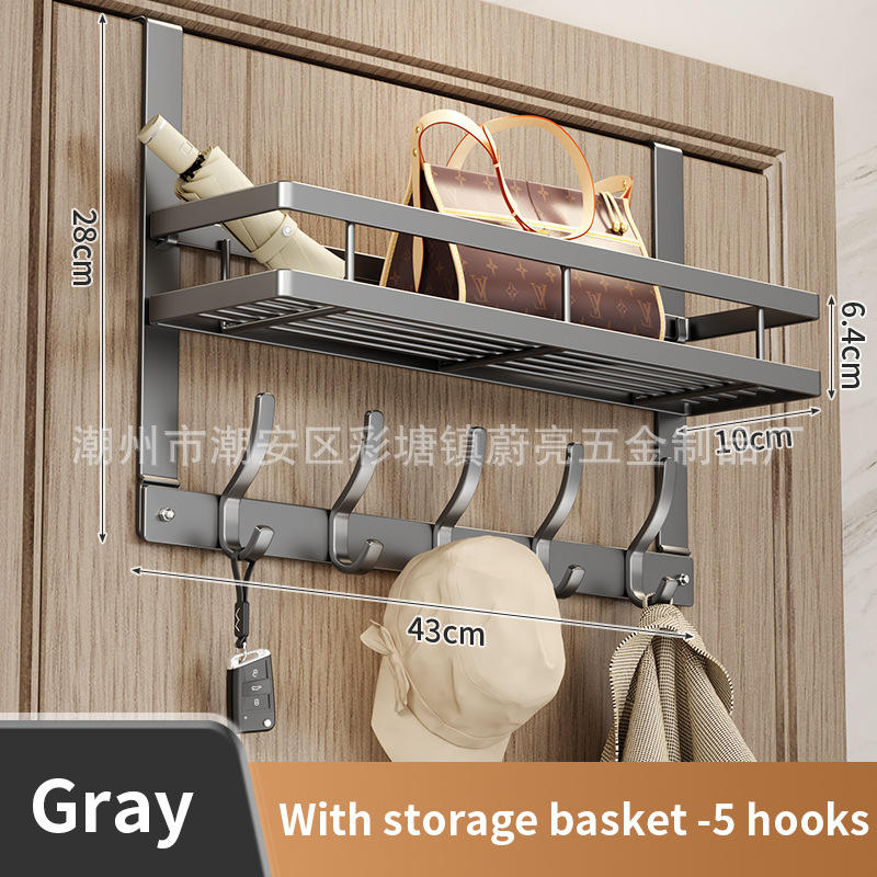 Door hook + shelf [gray 5 hooks]