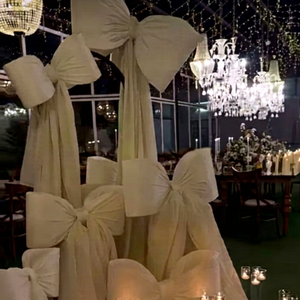 SMOOTH Hot Sales Large Fabric Bow Exquisite White Fabric Bows <b>Decoration</b> For Wedding Party Event Background Stage - Product Image 1