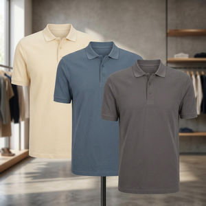 Men's Short Sleeve Knitted <b>Polo</b> <b>Shirt</b> Solid Color Casual Style Regular Fit Button Down Collar Gray <b>Blue</b> Beige - Product Image 2